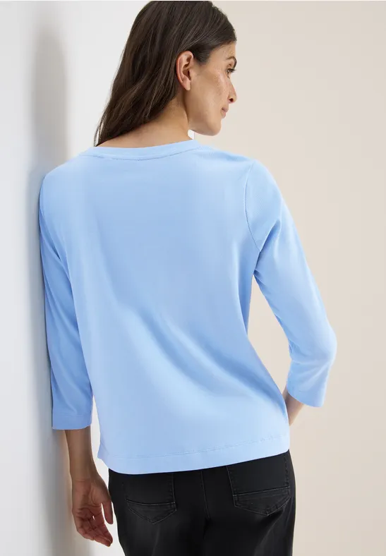 Shirt mit Rippstruktur sporty light blue