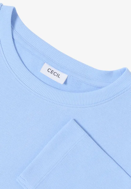 Shirt mit Rippstruktur sporty light blue