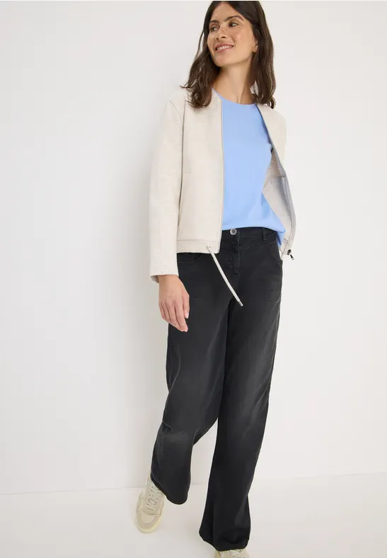 Shirt mit Rippstruktur sporty light blue