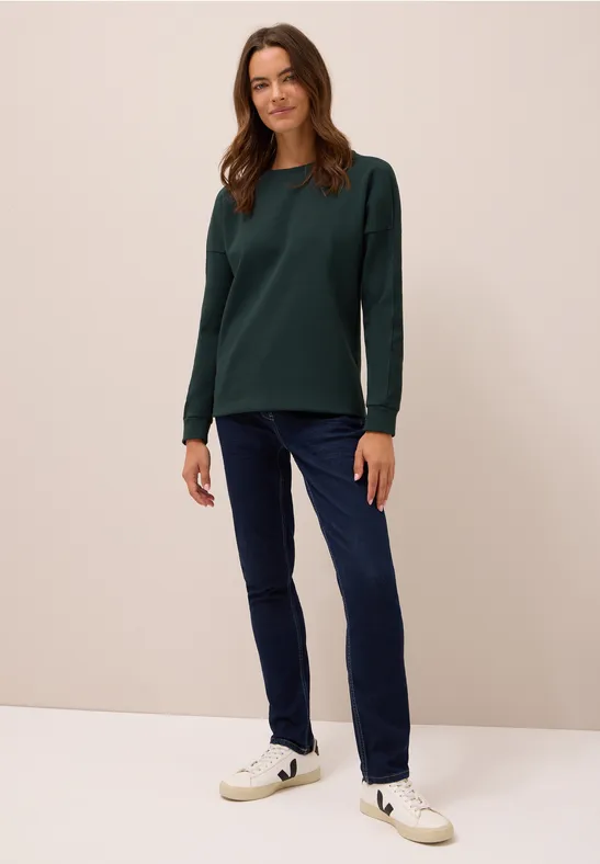 Shirt met geribde strepen ink green