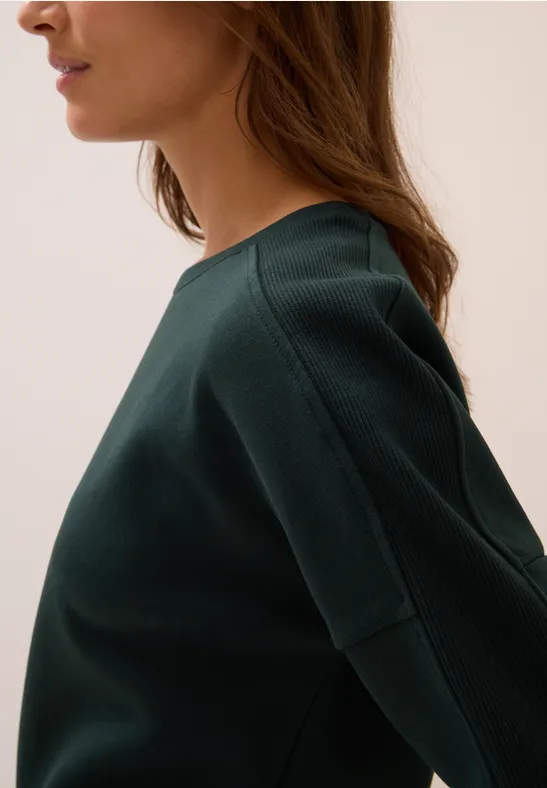 Shirt met geribde strepen ink green