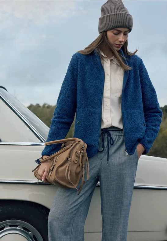 Zacht jack met rits fountain blue