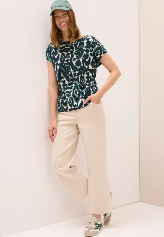 Shirt met patroon ink green