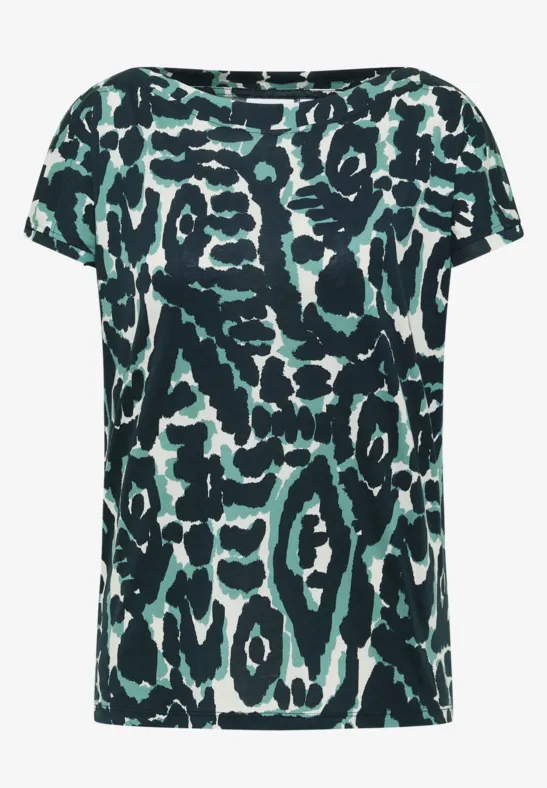 Shirt met patroon ink green