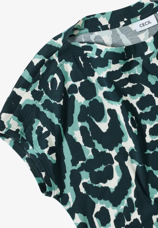 Shirt met patroon ink green