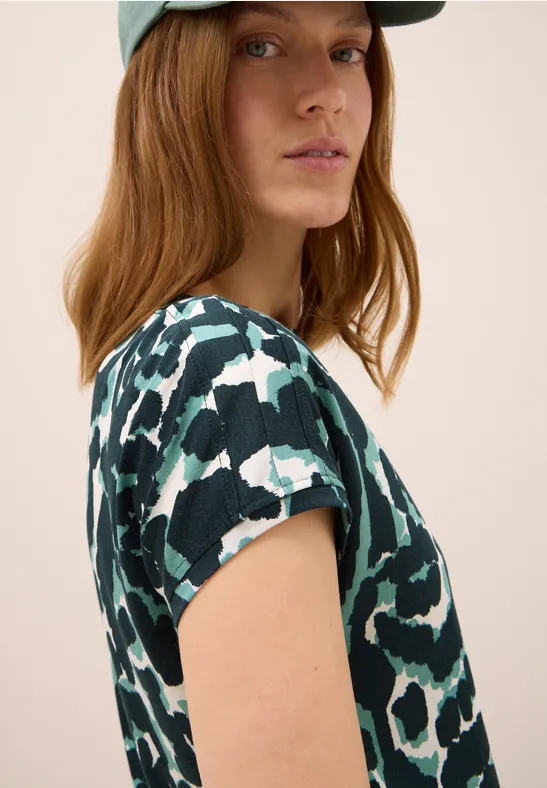 Shirt met patroon ink green
