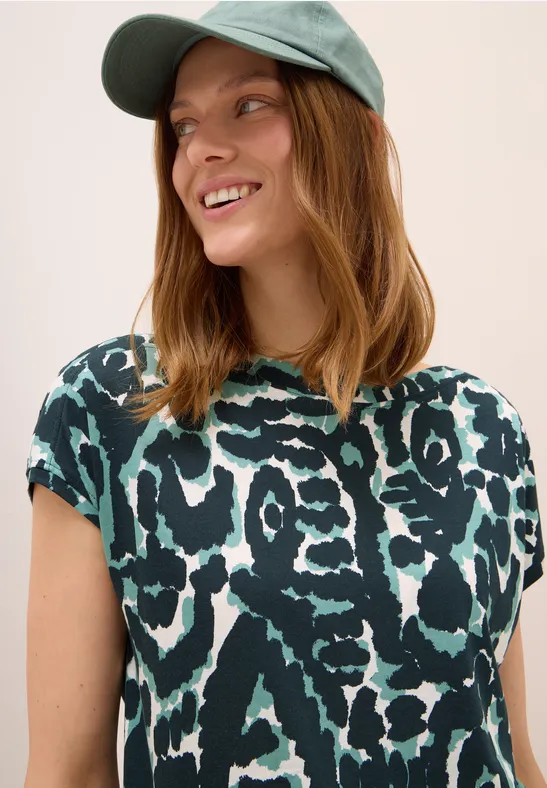 Shirt met patroon ink green