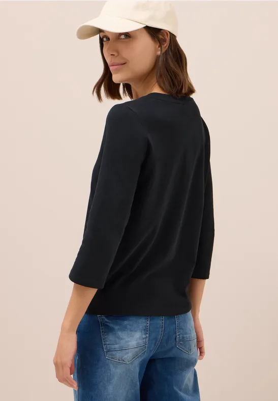 Basic shirt met V-hals Black