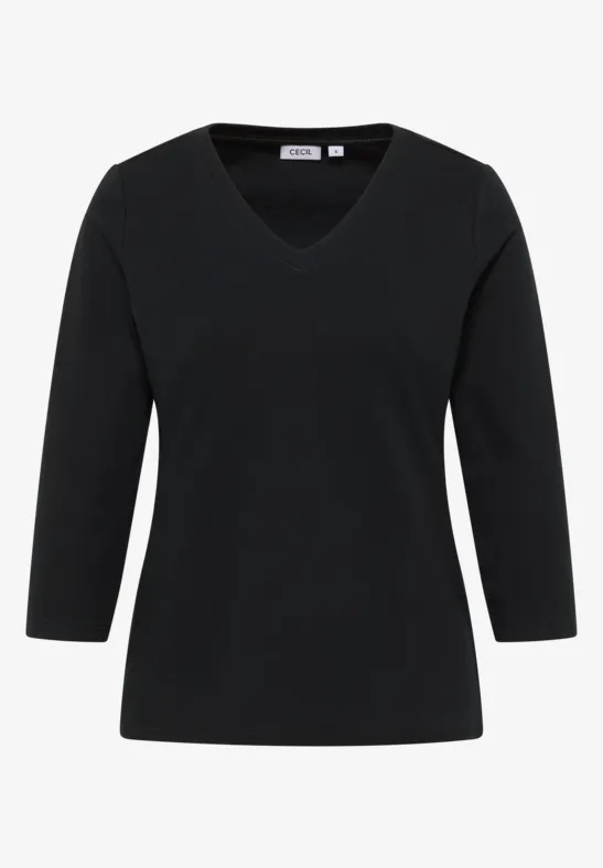Basic shirt met V-hals Black
