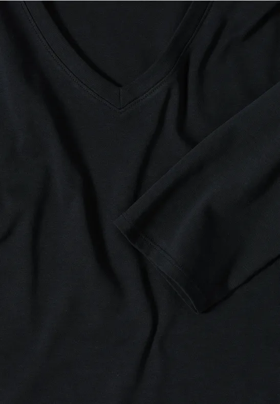 Basic shirt met V-hals Black