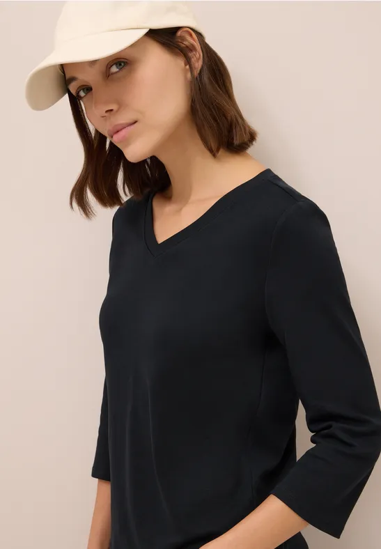 Basic shirt met V-hals Black