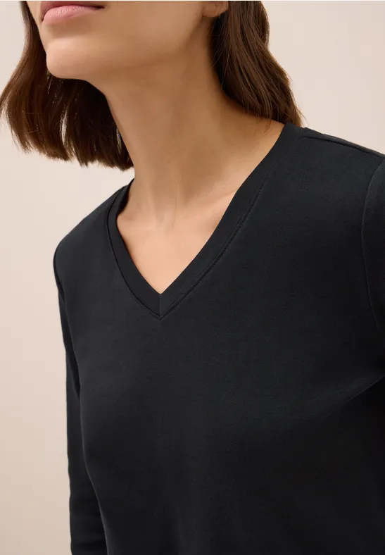 Basic shirt met V-hals Black