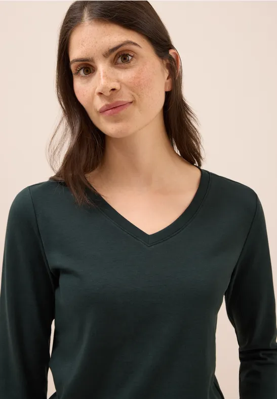 Basic V-Neck Shirt ink green