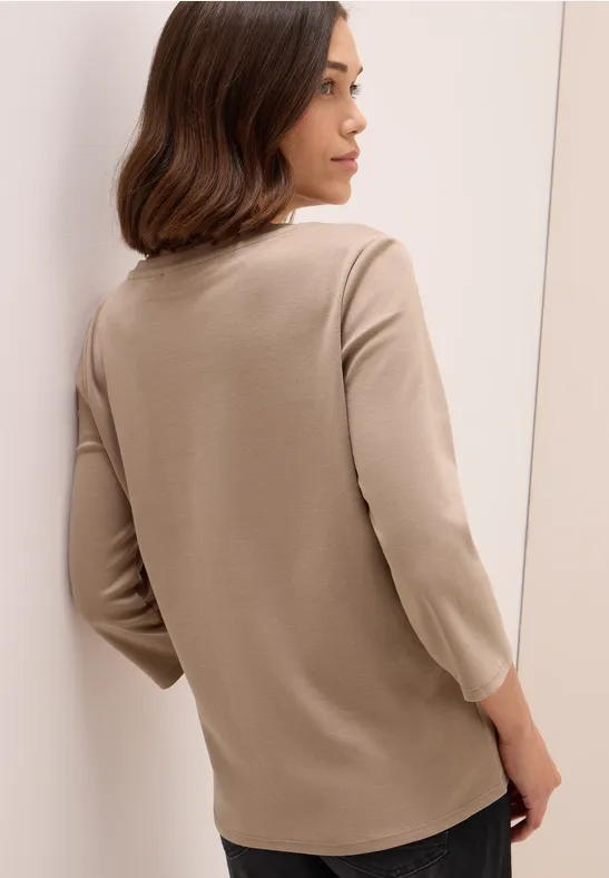 Chemise basique à col en V natural taupe