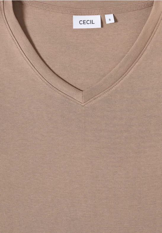 Chemise basique à col en V natural taupe