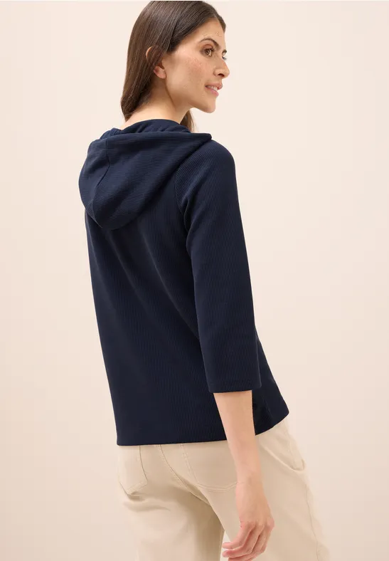 Hoodie Shirt in Rippstruktur urban dark blue