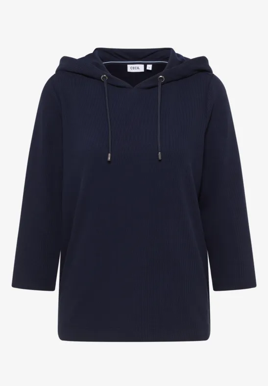 Hoodie Shirt in Rippstruktur urban dark blue