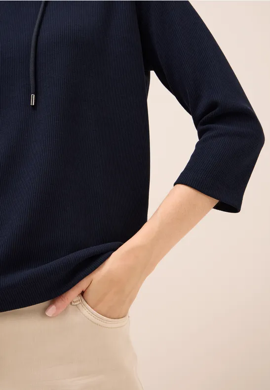 Hoodie Shirt in Rippstruktur urban dark blue