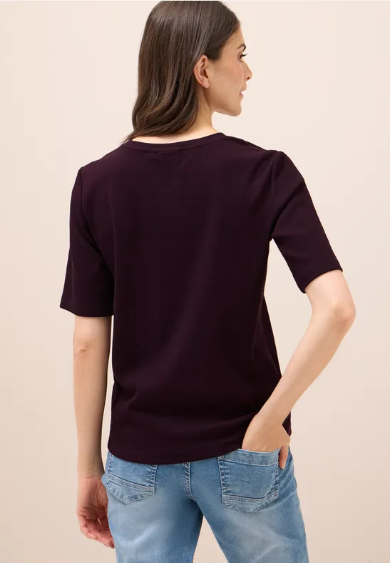 Basic geribd Shirt eggplant red