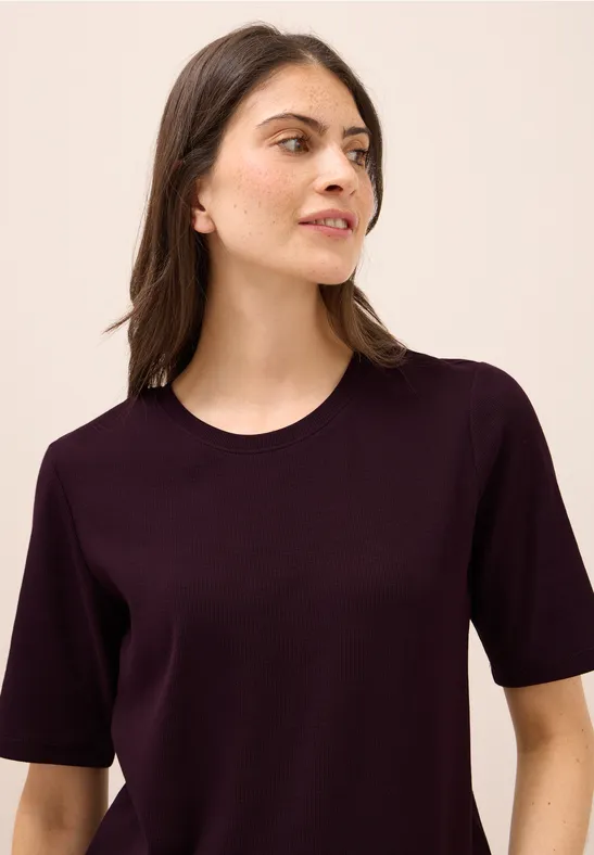 Basic geribd Shirt eggplant red