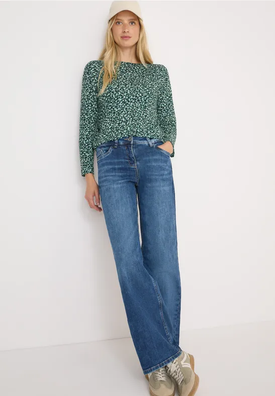 Gedessineerd shirt met lange mouwen dark balmy khaki