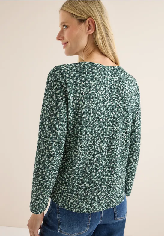 Gedessineerd shirt met lange mouwen dark balmy khaki
