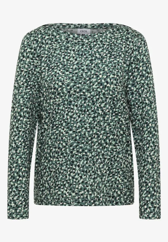 Gedessineerd shirt met lange mouwen dark balmy khaki