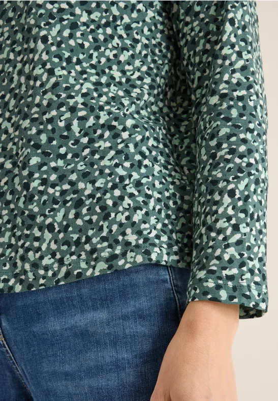 Gedessineerd shirt met lange mouwen dark balmy khaki