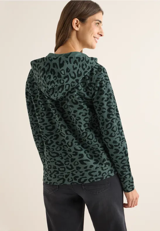 Kapuzenjacke mit Leo-Muster dark balmy khaki