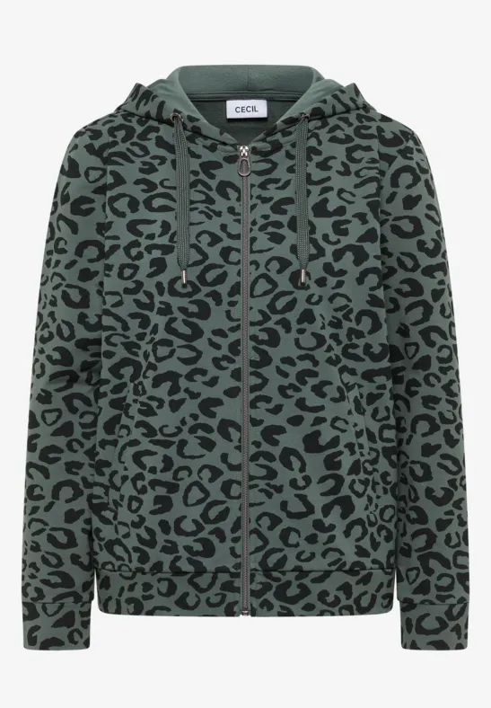 Kapuzenjacke mit Leo-Muster dark balmy khaki