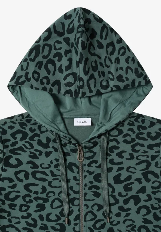 Kapuzenjacke mit Leo-Muster dark balmy khaki