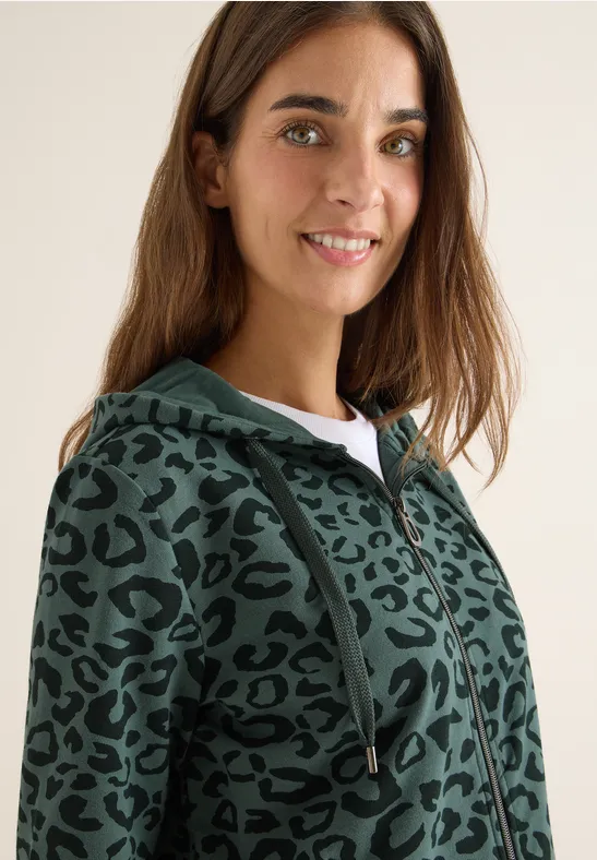Kapuzenjacke mit Leo-Muster dark balmy khaki