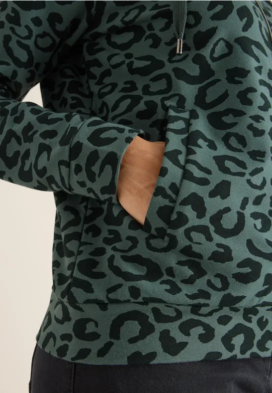 Kapuzenjacke mit Leo-Muster dark balmy khaki