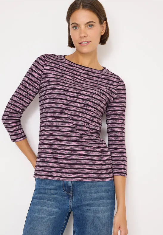 Gestreiftes Ripp-Shirt eggplant red