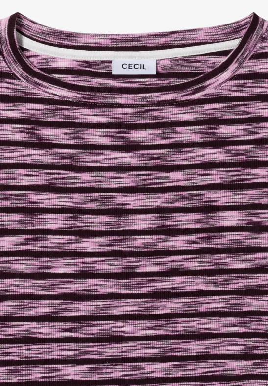 Gestreiftes Ripp-Shirt eggplant red