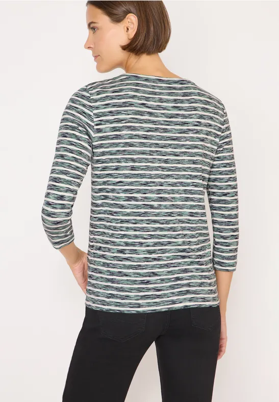 Gestreiftes Ripp-Shirt jewel green