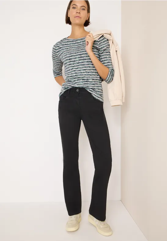 Gestreiftes Ripp-Shirt jewel green