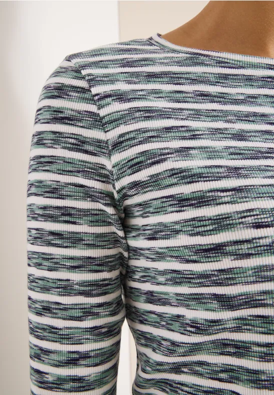 Gestreiftes Ripp-Shirt jewel green