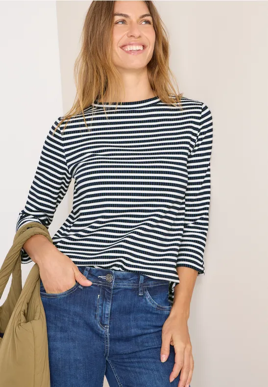 Gestreiftes Strukturshirt urban dark blue