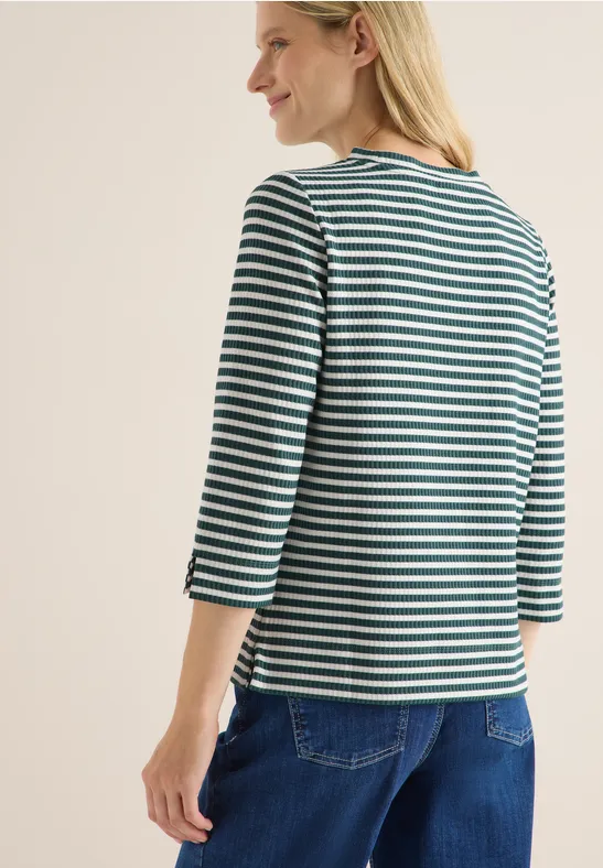 Gestreiftes Strukturshirt jewel green