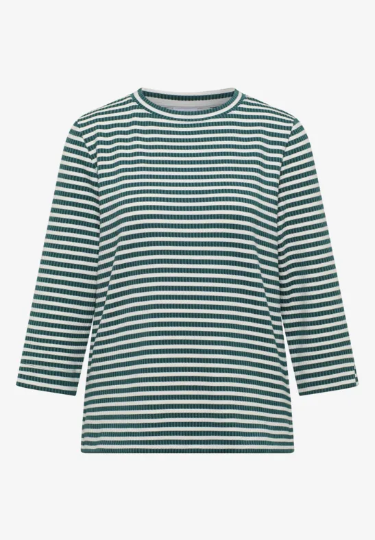 Gestreiftes Strukturshirt jewel green
