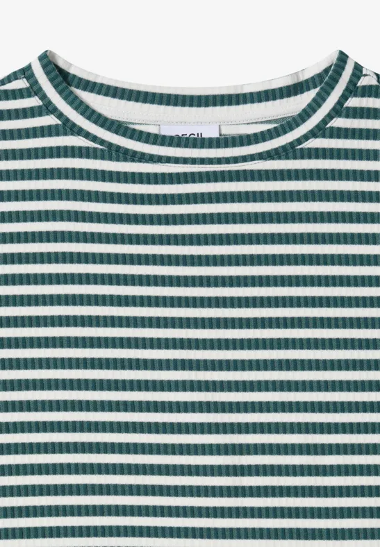 Gestreiftes Strukturshirt jewel green