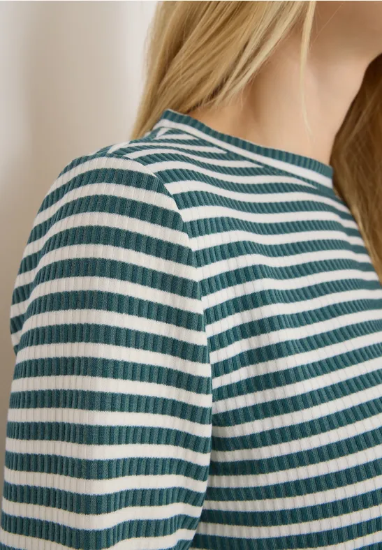Gestreiftes Strukturshirt jewel green