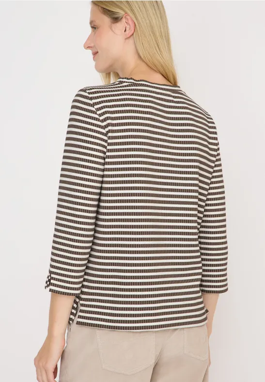 Gestreiftes Strukturshirt cocoa taupe