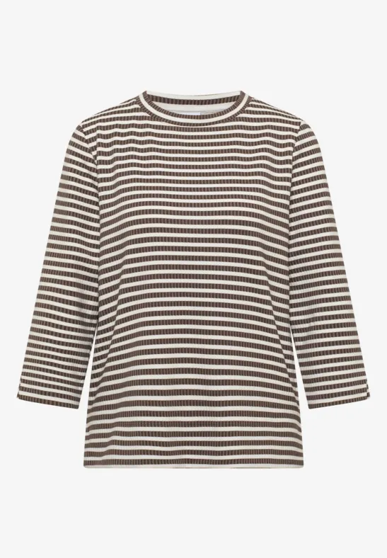 Gestreiftes Strukturshirt cocoa taupe