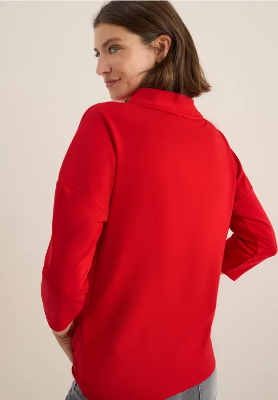 Shirt met knoopdetail fiery red