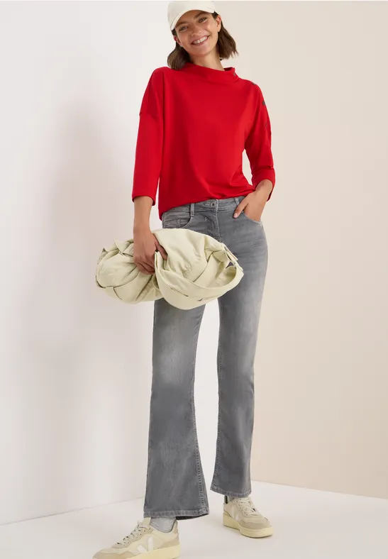 Shirt met knoopdetail fiery red