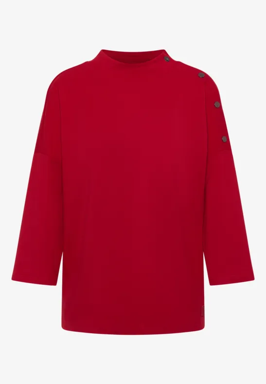 Shirt met knoopdetail fiery red