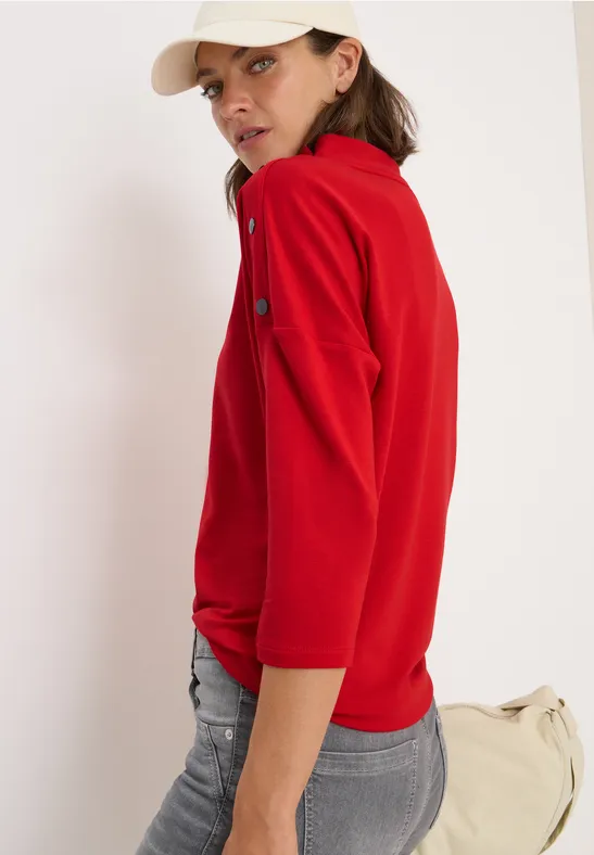 Shirt met knoopdetail fiery red