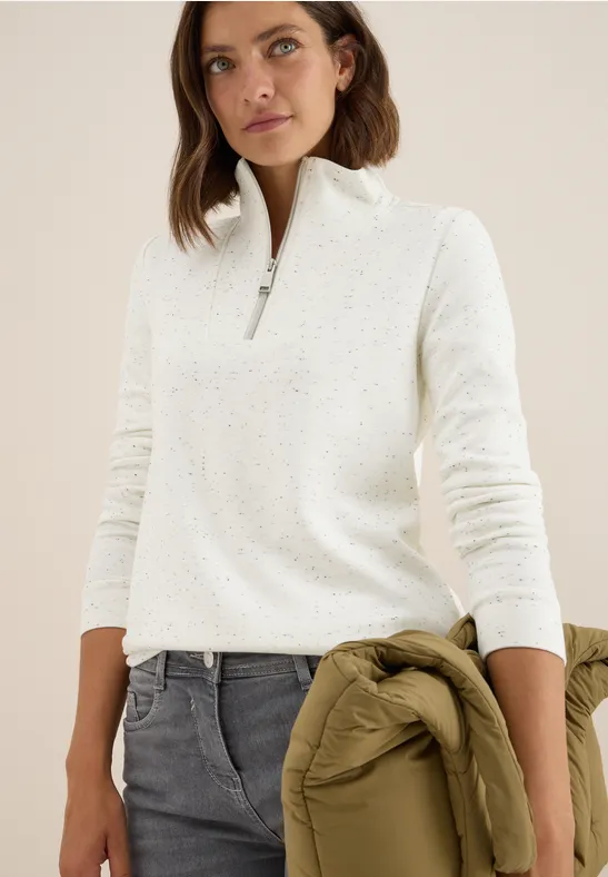 Strukturshirt mit Troyer vanilla white